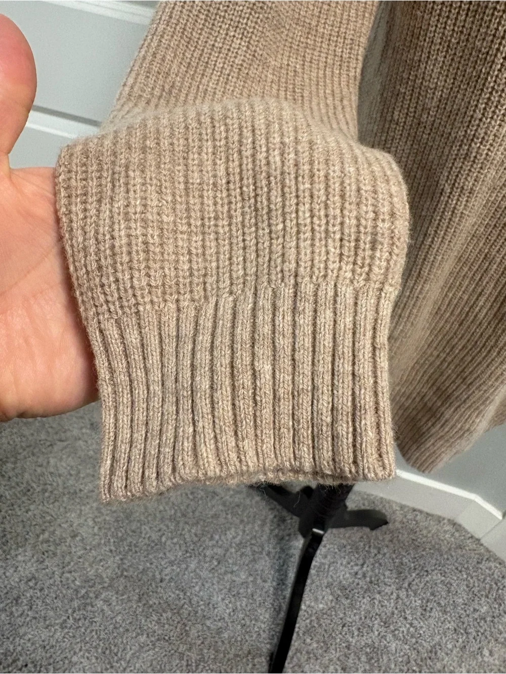 NWT Tahari Merino Wool Blend Taupe Cowl-Neck Sweater - Picture 6 of 12